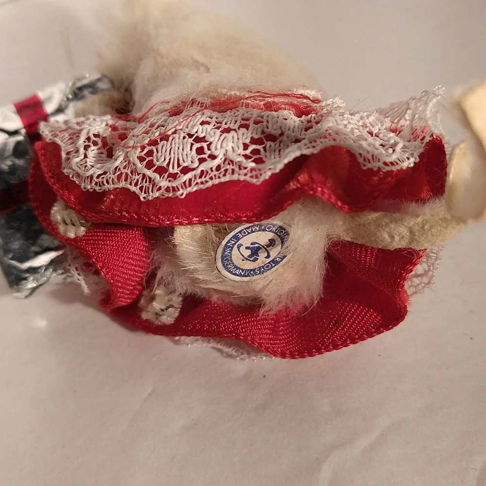 Original Fur Toy Mouse West Germany Miniature Red Eyes Christmas Gift Skirt - Picture 5 of 5